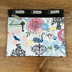 LeSportSac Pouch Birds and Mushrooms Print